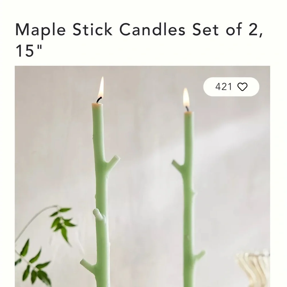 Anthropologie Maple Stick Candle Set of 2 NWT